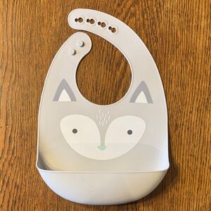 Gray Fox Silicone Baby Bib, New
